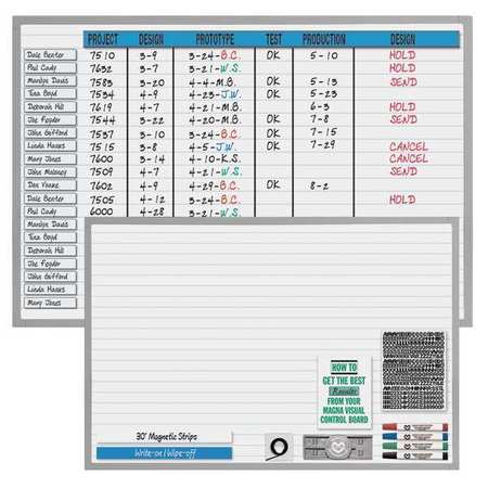 Magna Visual 36"x48" Magnetic Porcelain Planning Board, White/Blue NMW-3648G