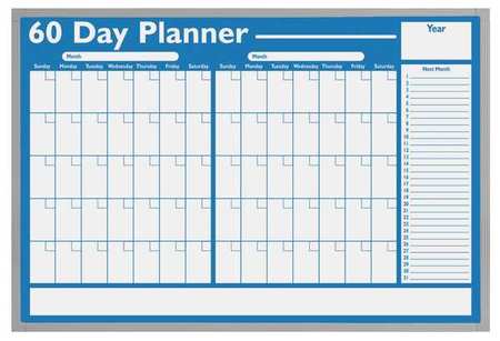 MAGNA VISUAL 24"x36" Melamine Calendar Planning Board, White/Blue, Number of Days: 60 WO-03