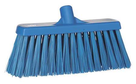 Vikan 12 in Sweep Face Broom Head, Stiff, Synthetic, Blue 29153