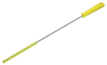Vikan 7/8 in W Tube and Valve Brush, Stiff, 14 in L Handle, 6 in L Brush, Yellow, 20 in L Overall 53756