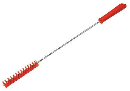 Vikan 1 in W Tube and Valve Brush, Medium, 14 in L Handle, 5 57/64 in L Brush, Red, 19 9/10 in L Overall 53764