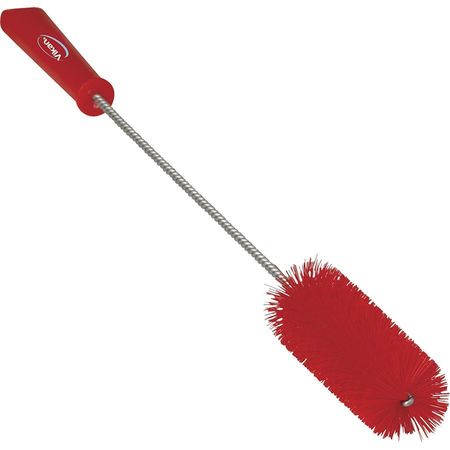 Vikan 1-5/8" W Tube and Valve Brush, Stiff, 13 3/4 in L Handle, 5 in L Brush, Red, 19 57/64 in L Overall 53784