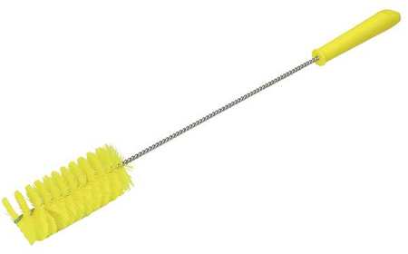 Vikan 2" W Tube and Valve Brush, Medium, 13 25/64 in L Handle, 5 in L Brush, Yellow, 20 in L Overall 53796