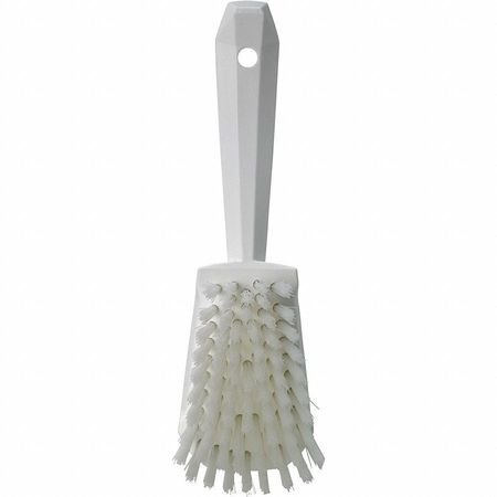 Vikan 3 in W Scrub Brush, Stiff, 5 57/64 in L Handle, 4 1/2 in L Brush, White, Plastic, 10 in L Overall 41925