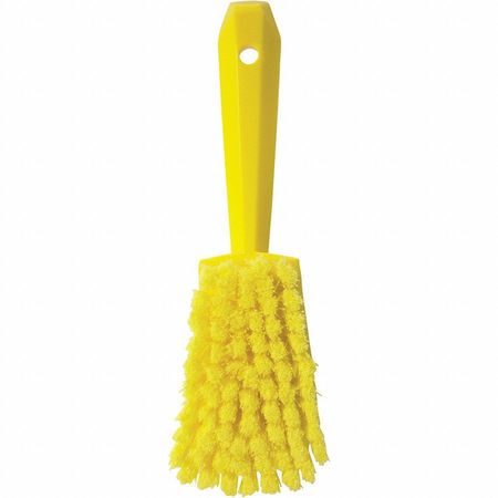 Vikan 3 in W Scrub Brush, Soft, 5 57/64 in L Handle, 4 1/2 in L Brush, Yellow, Plastic, 10 in L Overall 41946