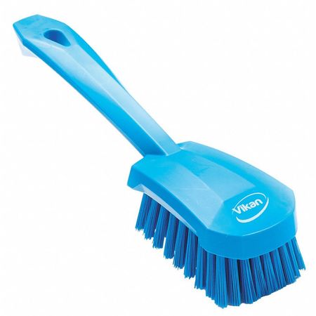Vikan 3 in W Scrub Brush, Stiff, 5 57/64 in L Handle, 4 1/2 in L Brush, Blue, Plastic, 10 in L Overall 41923