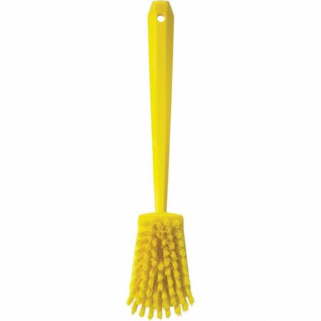 Vikan 2 3/4 in W Scrub Brush, Medium, 11 51/64 in L Handle, 4 1/2 in L Brush, Yellow, Plastic 41826