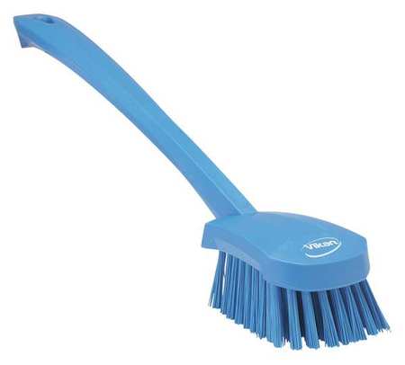 Vikan 2 3/4 in W Scrub Brush, Stiff, 11 51/64 in L Handle, 4 1/2 in L Brush, Blue, Plastic 41863