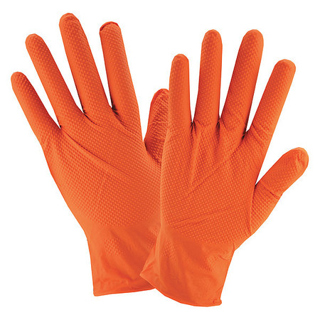 West Chester Protective Gear Disposable Gloves, 7.00 mil Palm, Nitrile, Powder-Free, L, 100 PK, Orange 2940/L