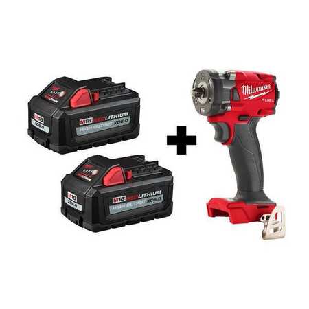 Milwaukee Tool M18 FUEL 3/8" Compact Impact Wrench w/ M18 REDLITHIUM HIGH OUTPUT XC6.0 Batteries, 2-Pack 48-11-1862, 2854-20