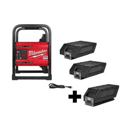 Milwaukee Tool Portable and Inverter Generator, Battery Powered, 1,800 W Rated, 3,600 W Surge, Recoil Start, 15 A MXF002-2XC, MXFCP203