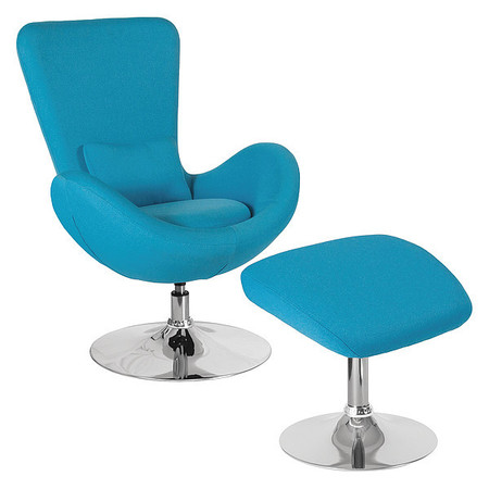 Flash Furniture Chrome, Fabric, Foam, Plywood, Polyester, Integrated Curved, Aqua Fabric CH-162430-CO-AQ-FAB-GG