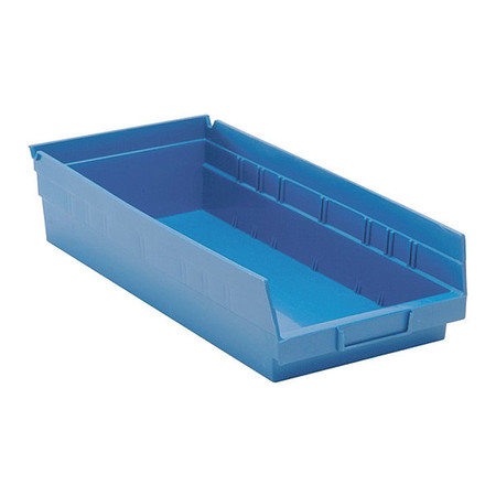 QUANTUM STORAGE SYSTEMS 50 lb Shelf Storage Bin, Polypropylene, 8-3/8 in W, 4 in H, 17-7/8 in L, Blue, 4 PK K-QSB108BL-4