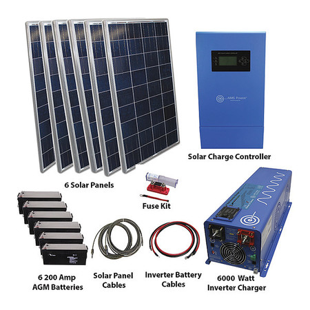 Aims Power Off Grid Kit, 1590W, Solar, 6kW, Inverter KITB-6K24240-C1