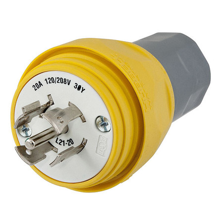 HUBBELL 20A Watertight Locking Plug 4P 5W 120/208VAC HBL26W81