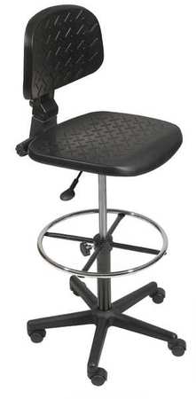 Mooreco Urethane Drafting Chair, 22" to 32", No Arms, Black 34430