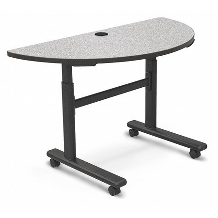 MOORECO Half Round Training Table, 48" X 28.5" to 45", High Pressure Laminate Top, Gray Nebula 90315-4622-BK