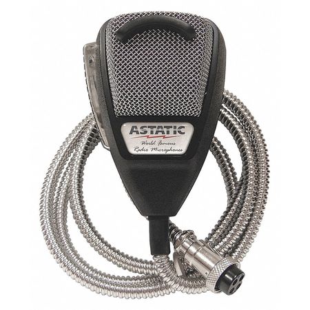 Astatic CB Mic with SS Cord, Silver Cord, 4 Pin 302-10001SE
