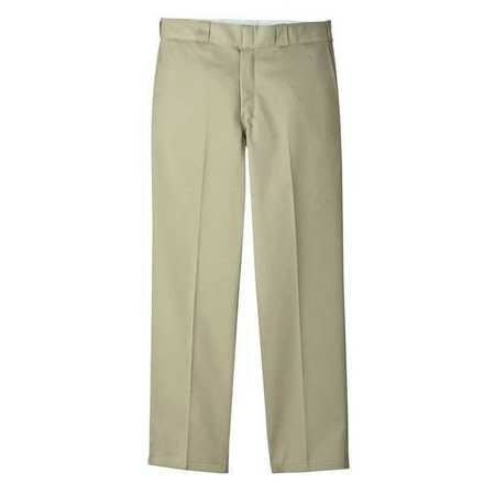 DICKIES Work Pants, Poly/Cotton, Khaki, 44x30 P874KH 44 30
