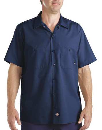 DICKIES Short Slv Indstrl Shirt, Poplin, Navy, L S535NV RG L