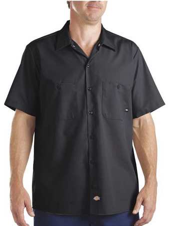 DICKIES Short Slv Indstrl Shirt, Poplin, Black, XL S535BK RG XL