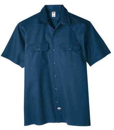 Dickies Short Sleeve Work Shirt, Twill, Navy, L 2574NV RG L
