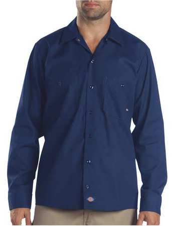 DICKIES Long Slv Indstrl Shirt, Poplin, Navy, XL L535NV RG XL