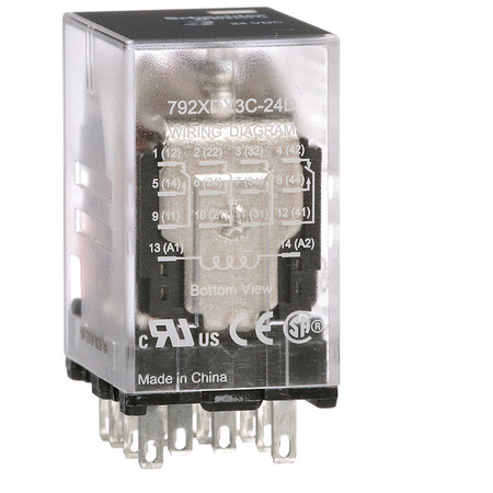 SCHNEIDER ELECTRIC General Purpose Relay, 24V DC Coil Volts, Square, 14 Pin, 4PDT 792XDX3C-24D