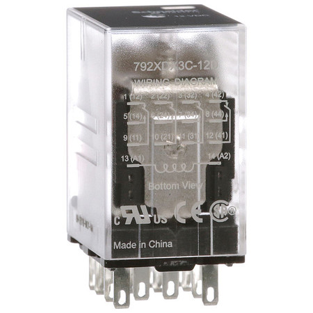 Schneider Electric General Purpose Relay, 12V DC Coil Volts, Square, 14 Pin, 4PDT 792XDX3C-12D