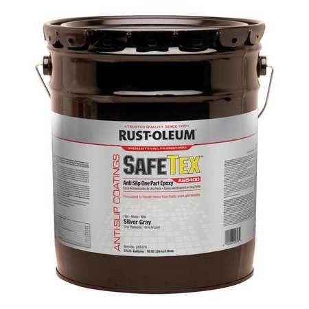 Rust-Oleum 5 gal Anti-Slip Floor Coating, Flat Finish, Silver Gray, Solvent Base 289376