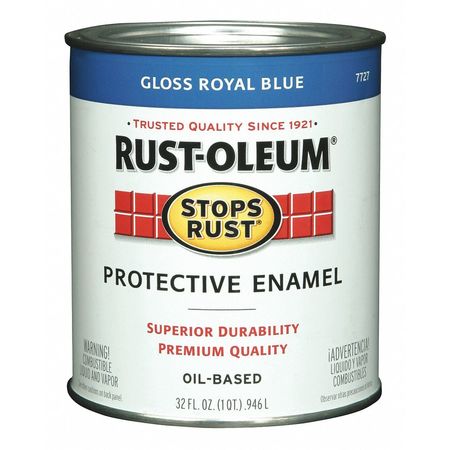 Rust-Oleum Interior/Exterior Paint, Gloss, Oil Base, Royal Blue, 1 qt 7727502