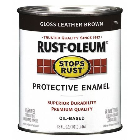 Rust-Oleum Rust Preventative Paint, Gloss, Oil Base, Leather Brown, 1 qt 7775502