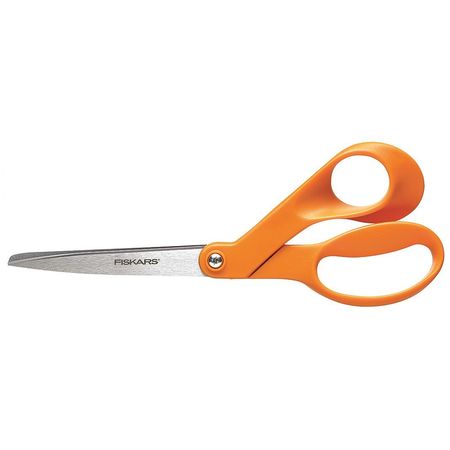 Fiskars Scissors, 8 In L, Orange, Ambidextrous 194510-1045