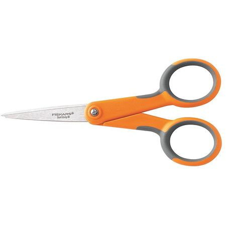 FISKARS Scissors, 5 In L, Orange/Gray, Ambidextrous 1069765