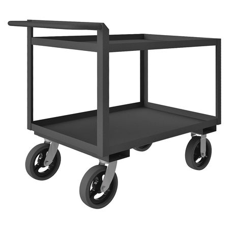 ZORO SELECT Utility Cart with Lipped Metal Shelves, Steel, Flat, 2 Shelves, 2,400 lb RSCR243636ALU8MR95