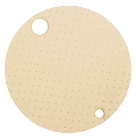 SUSTAYN BY SPILFYTER Drum Top Absorbent Pad, 11 gal, 22 in Dia., Oil-Based Liquids, Tan, Polypropylene M-76