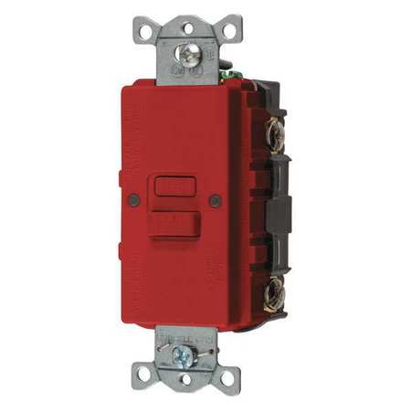 HUBBELL GFCI Receptacle, 20A, 125VAC, 5-20R, Red GFBFST20R