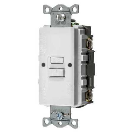 Hubbell GFCI Receptacle, 20A, 125VAC, White GFBFST20W