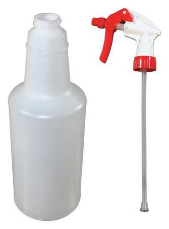 Impact Products Trigger Spray Bottle, 32 oz, Stream, 12 1/2 in H, 9 7/8 in Dip Tube L, No Imprint, Plastic, Clear 5032WG/5906DZ-91