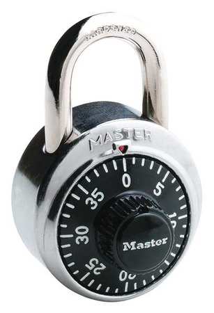 Master Lock Combination Padlock, Center, Black/Silver 1502