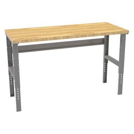 TENNSCO Bolted Workbench, Butcher Block, 72 in W, 35-3/8 in to 41-3/8 in Height, 3,600 lb, Straight WBAT-1-3072W