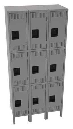 TENNSCO Wardrobe Locker, 36 in W, 18 in D, 78 in H, (3) Tier, (3) Wide, Medium Gray TTS-121824-3MG