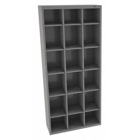 Tennsco Steel Cubbie Cabinet, 13 1/2 in D x 78 in H x 34 1/2 in W, 7 Shelves, Gray CC-78MG