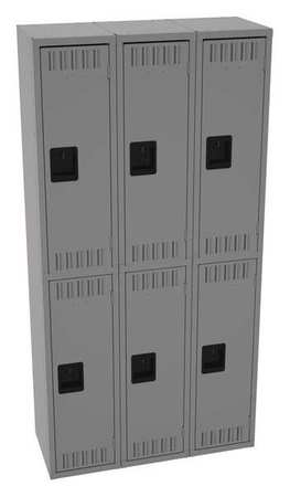 TENNSCO Wardrobe Locker, 36 in W, 15 in D, 72 in H, (2) Tier, (3) Wide, Medium Gray DTS-121536-CMG