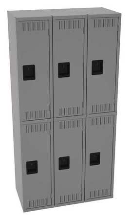 Tennsco Wardrobe Locker, 36 in W, 18 in D, 72 in H, (2) Tier, (3) Wide, Medium Gray DTS-121836-CMG