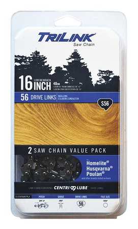 TRILINK Replacement Saw Chain, 16inL, 56 Links, PK2 CL15056X2TL2