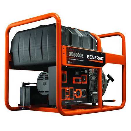 Generac Portable Generator, Diesel, 5,000 W Rated, 5,500 W Surge, Electric, Recoil Start, 120/240V AC 6864