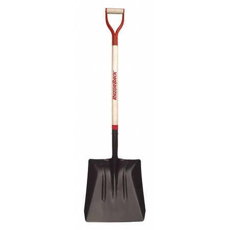 RAZOR-BACK #4 14 ga Asphalt/Coal Square Point Shovel, Steel Blade, 40 in L Wood Wood Handle 79804GR