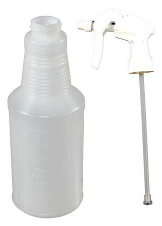 Impact Products Trigger Spray Bottle, 18 oz, Stream, 10 3/8 in H, 7 1/4 in Dip Tube L, No Imprint, Plastic, Clear 5016/5816DZ-91
