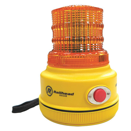 RAILHEAD GEAR Warning Light, Amber, LED, 2 D Batteries M100A-LED